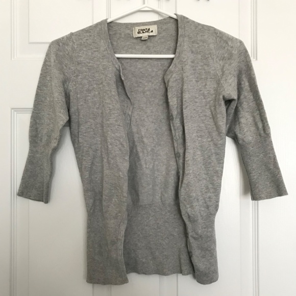 Y2K Costa Blanca Button Cardigan Top Blouse XS Light Grey Half Sleeve - Picture 4 of 9